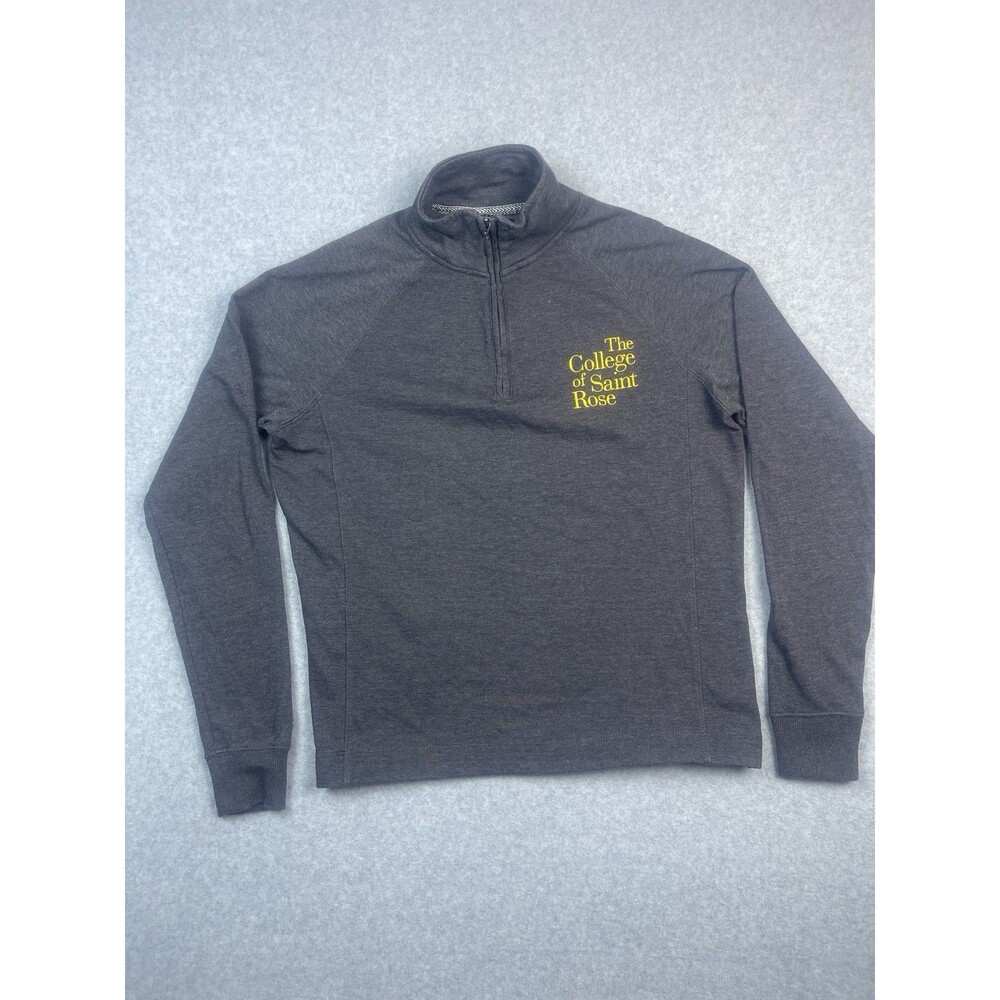 VTG JanSport College of Saint Rose Quarter Zip Pullover Sweatshirt Gray Large